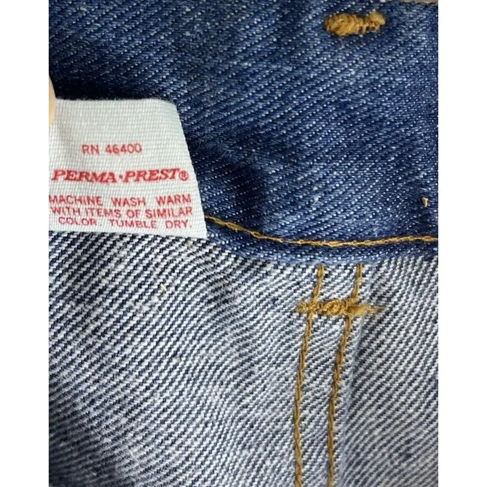 Vintage 70s Sears Denim Jeans Kids Size 14 Slim Blue Perma Prest Western Rodeo